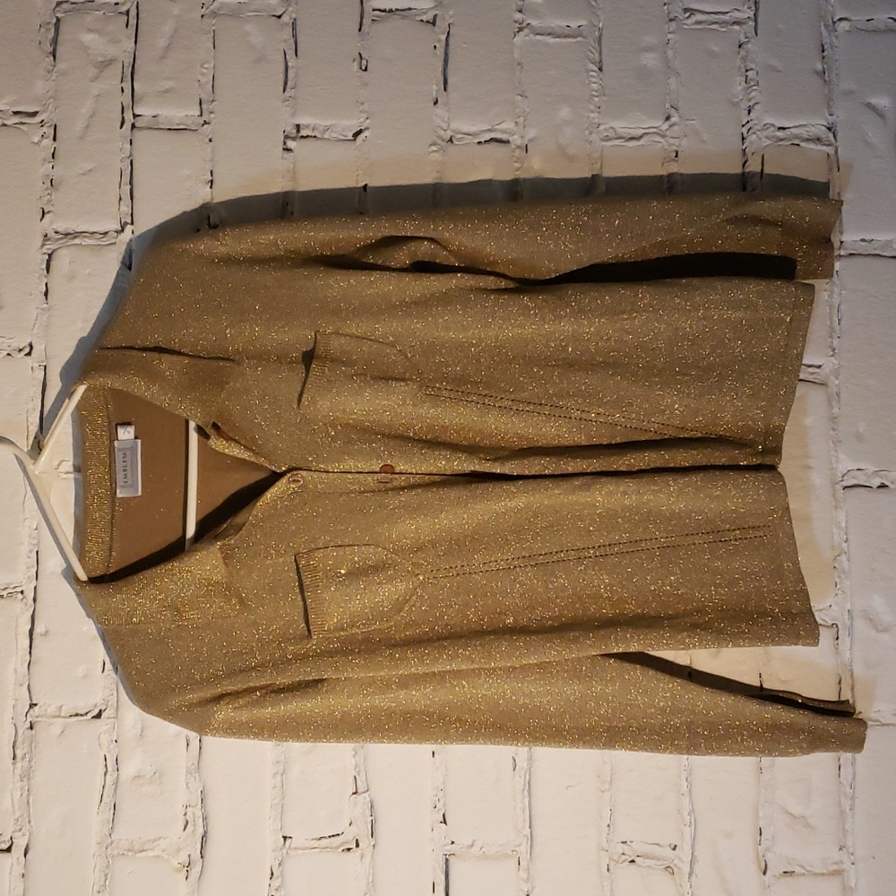 Xl gold tinsel cardigan blouse